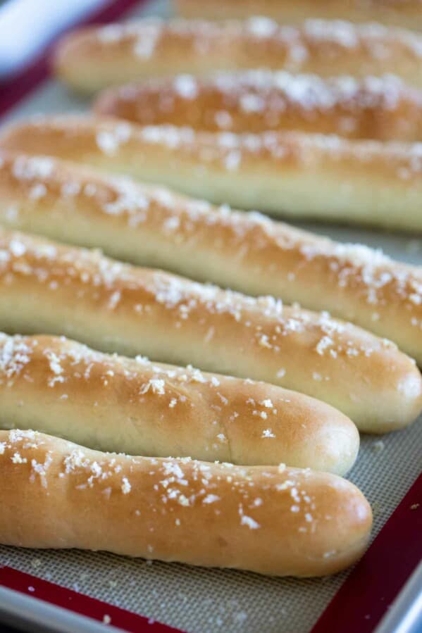 breadsticks topped with parmesan and garlic