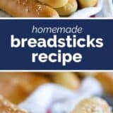 Homemade Breadsticks collage with text bar in the middle