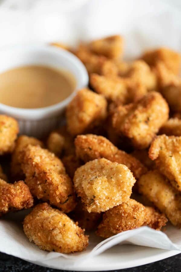 plate with Homemade Chicken Nuggets with chick fil a sauce