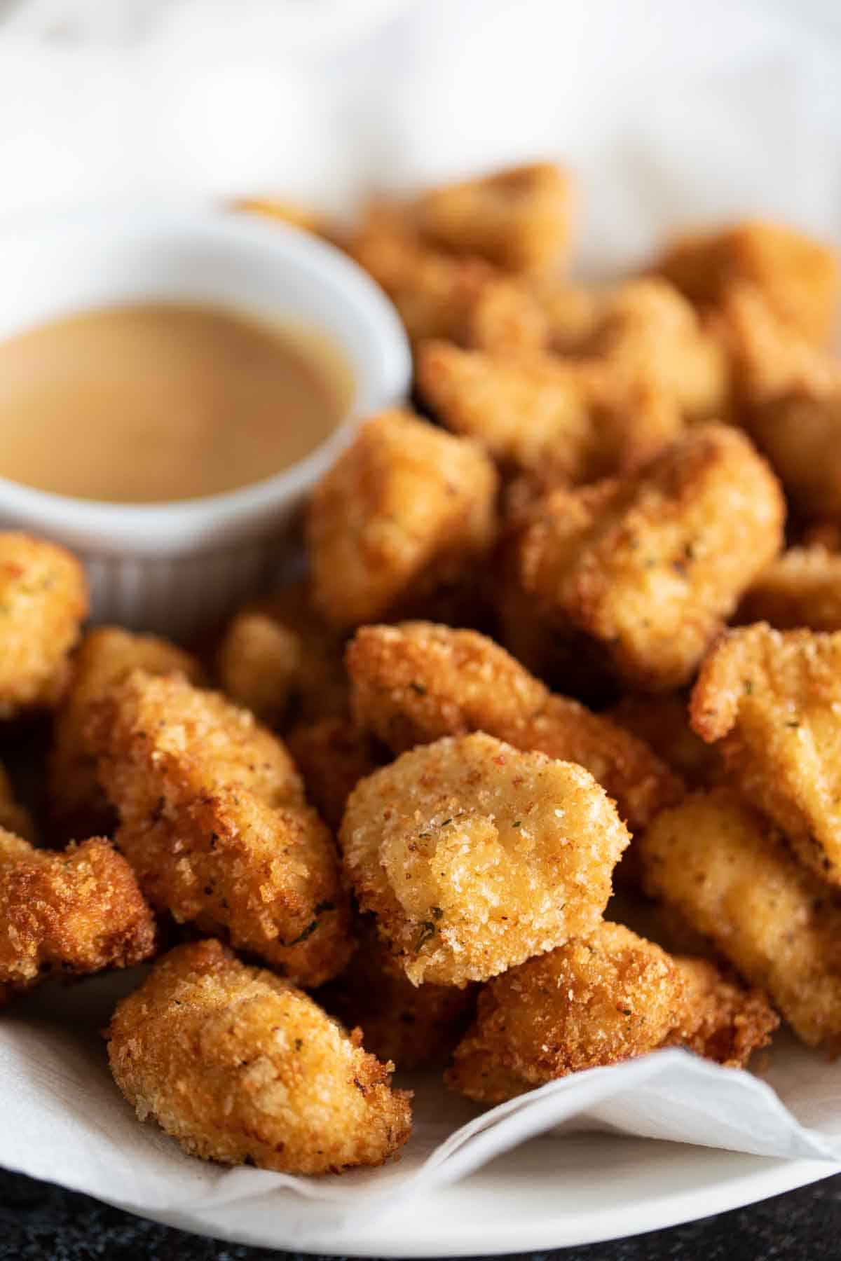 plate with Homemade Chicken Nuggets with chick fil a sauce