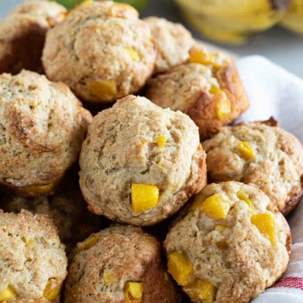 bowl filled with Mango Muffins with Banana