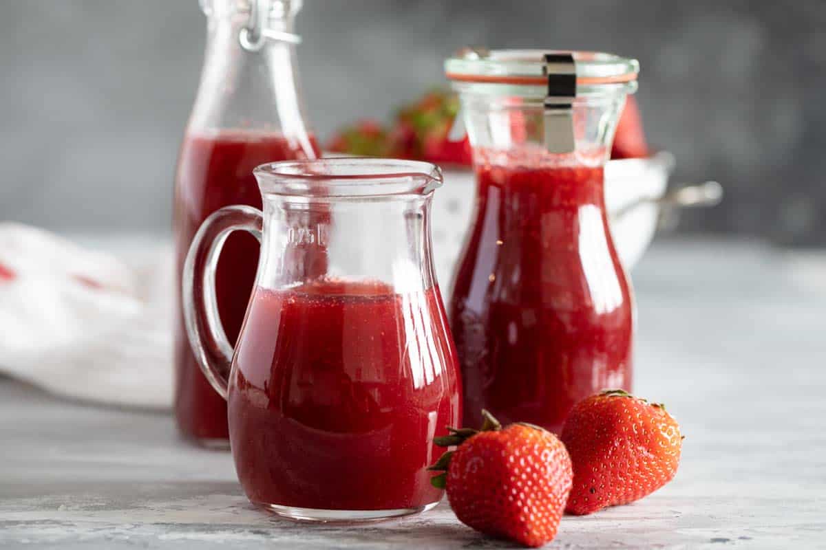 jars of strawberry syrup