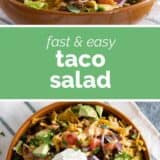 Taco Salad collage with text bar in the middle