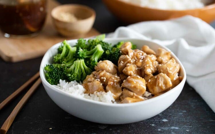 Teriyaki Chicken Bowl with rice and broccoli