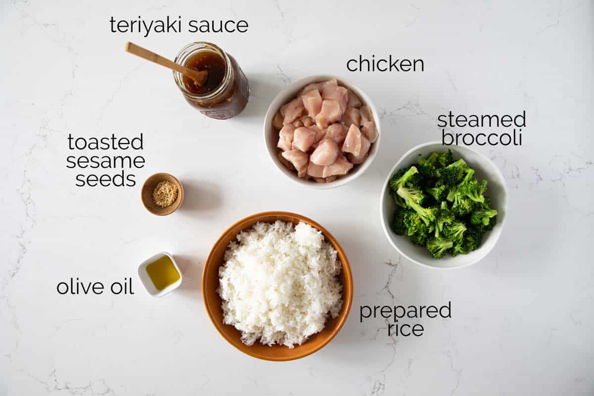ingredients for Teriyaki Chicken Bowls