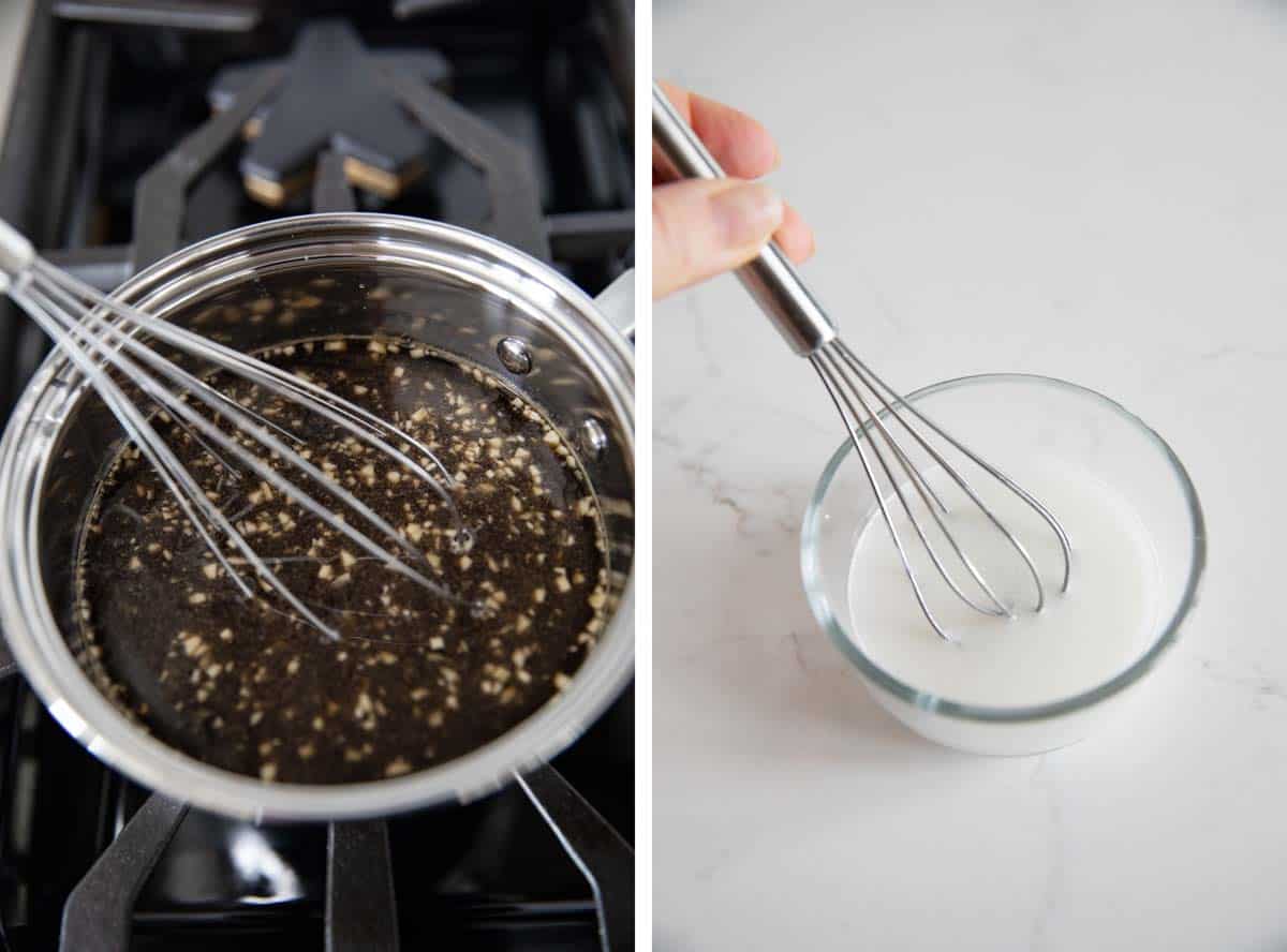 making homemade teriyaki sauce