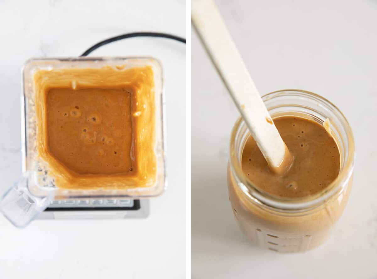 making peanut sauce in a blender