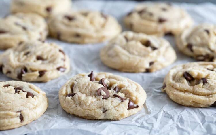 Toll House Cookies on parchment paper