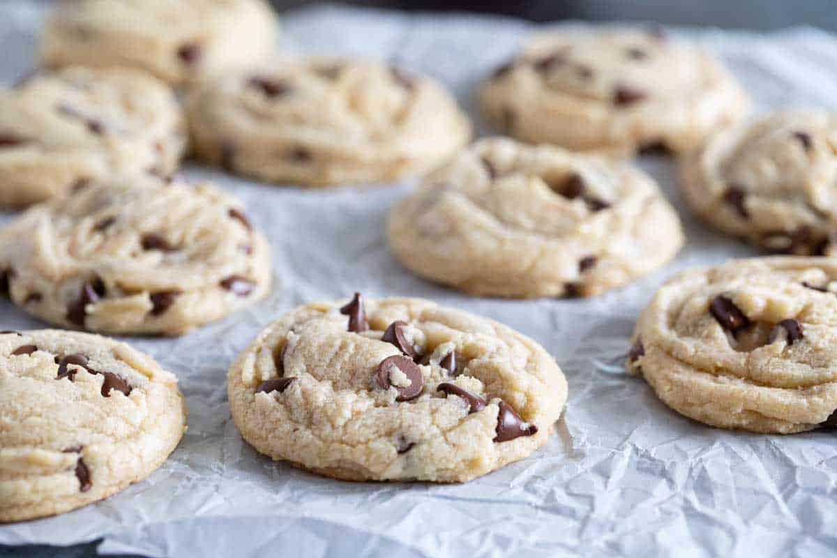 Toll House Cookies on parchment paper