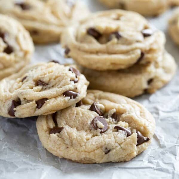 toll house cookies stacked on each other