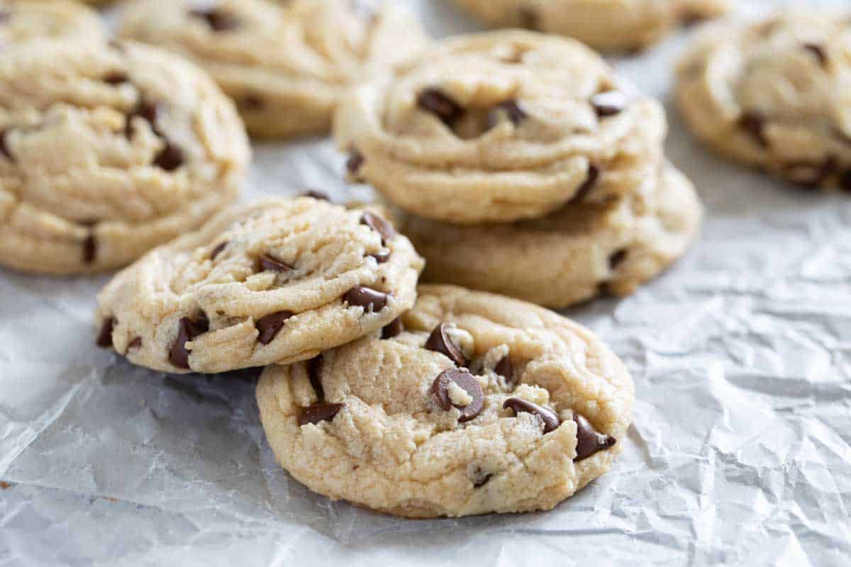 toll house cookies stacked on each other