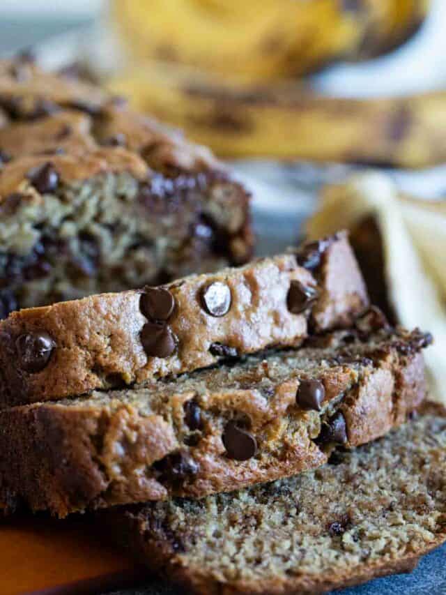 Peanut Butter Banana Bread with Chocolate Chips Taste and Tell