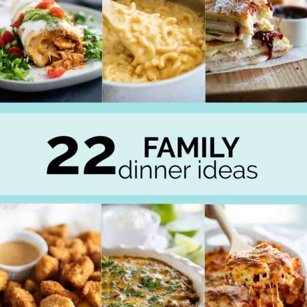 collage with family dinner ideas