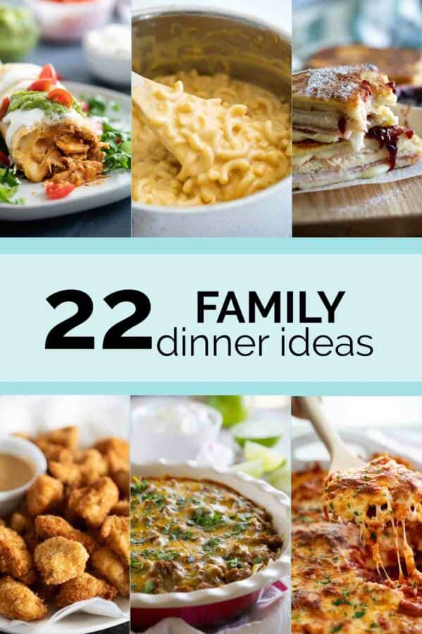 collage with family dinner ideas