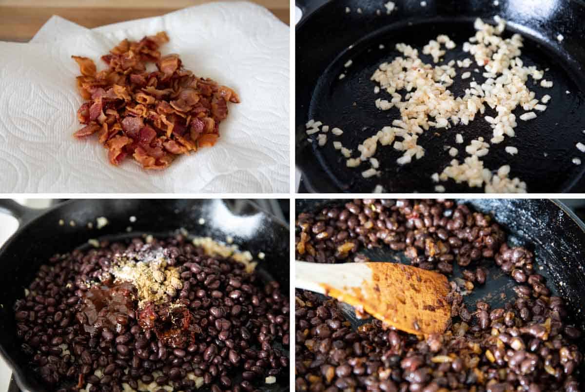 steps to make the filling for black bean tacos