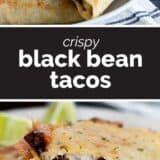 Black Bean Tacos collage with text bar in the middle
