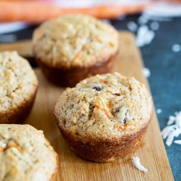 Carrot muffins with raisins and coconut