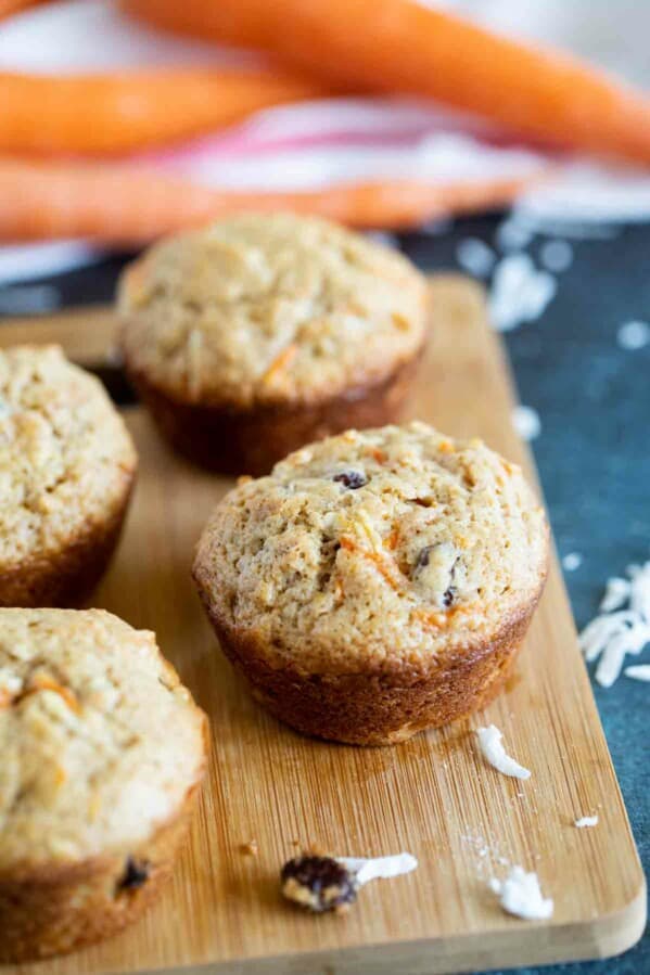 Carrot muffins with raisins and coconut