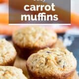 Carrot Muffins with text overlay