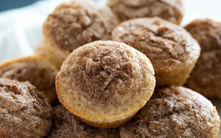 Cinnamon Muffins stacked in a basket