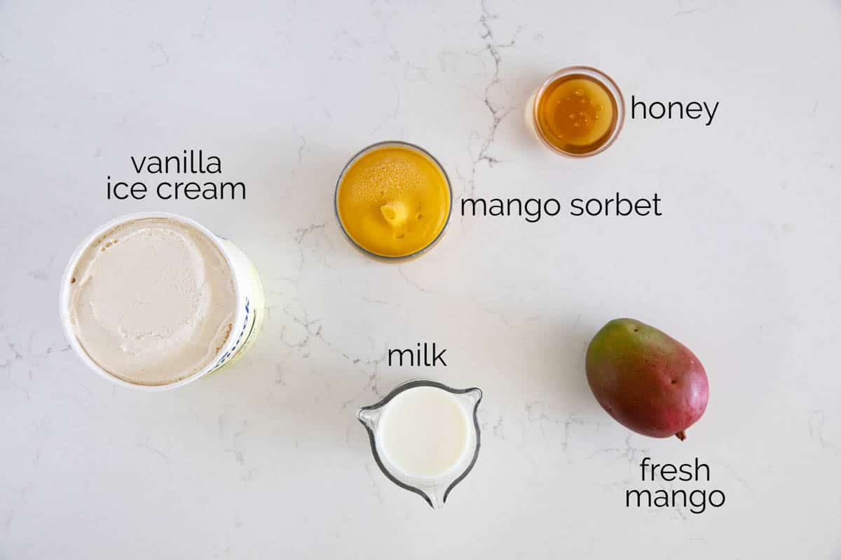 Ingredients needed for fresh fruit batidos