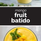 Mango fruit batido collage with text bar