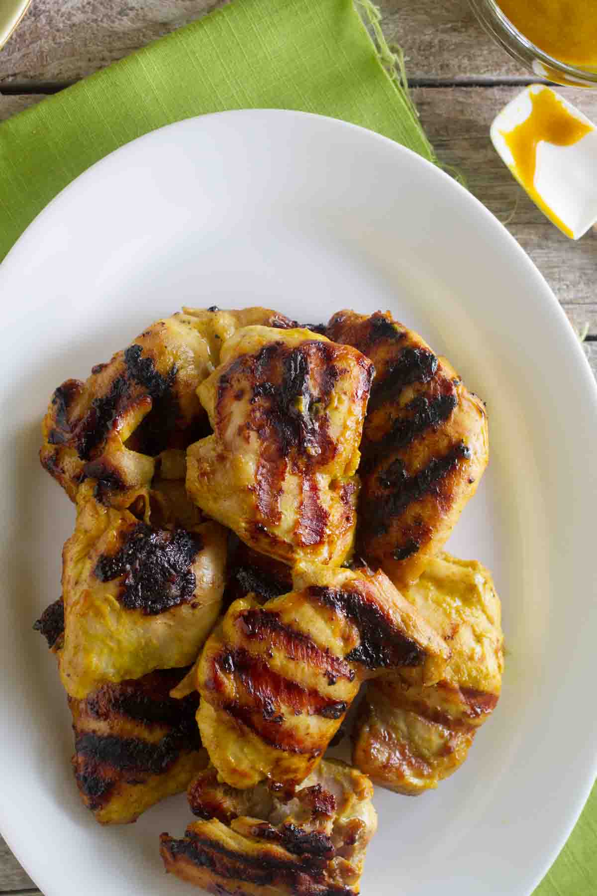 Grilled Brown Sugar Mustard Chicken on a serving plate