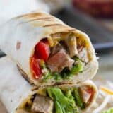 Grilled Pork Burritos cut in half and stacked