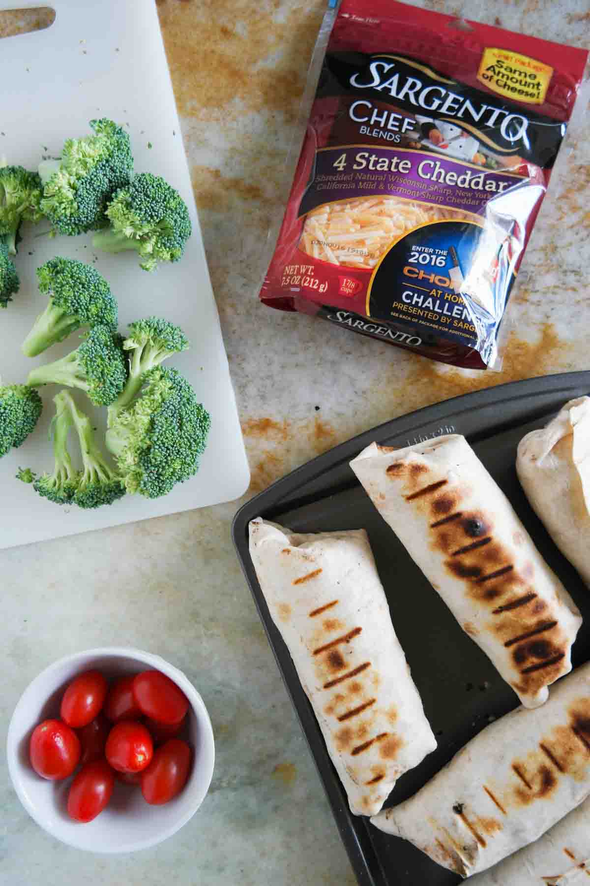 Grilled Pork Burritos with ingredients