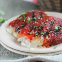 roasted red peppers filled with provolone that have been grilled