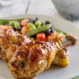 Honey Balsamic Chicken on a plate with vegetables
