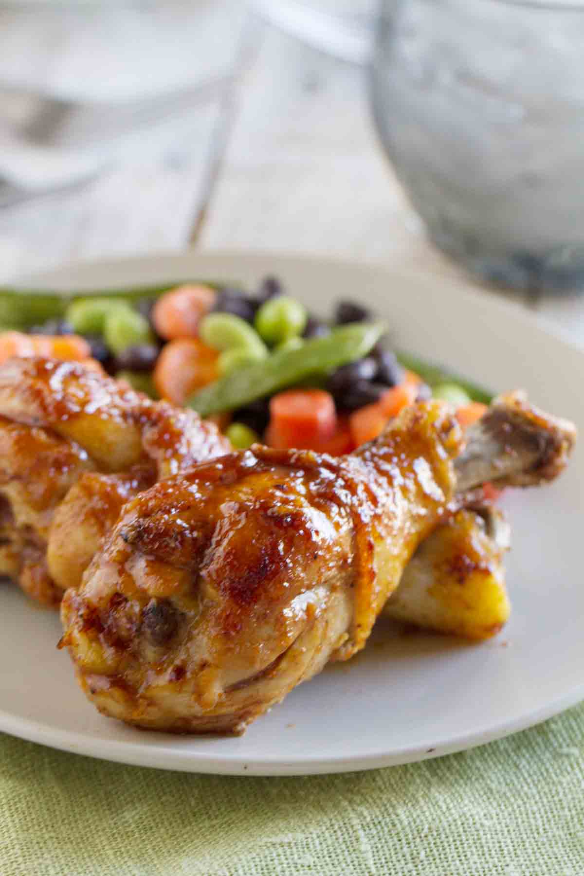 Honey Balsamic Chicken on a plate with vegetables