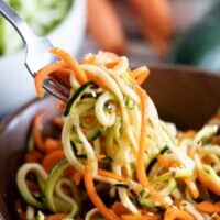 side dish salad with spiralized cucumber and carrots