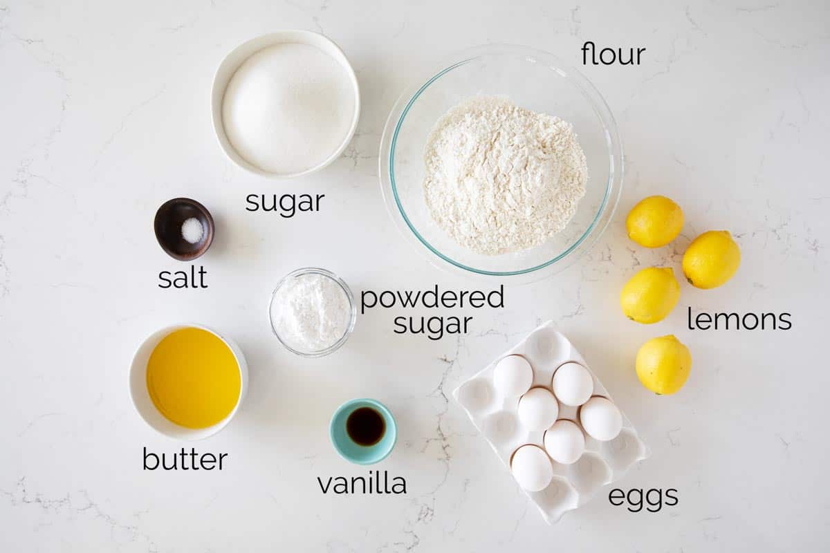 ingredients needed for lemon bars