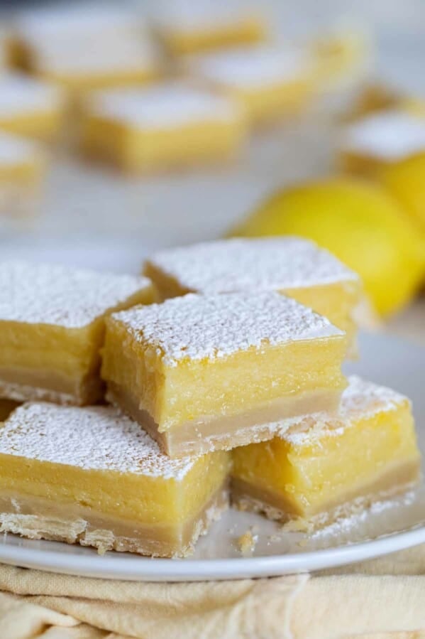 Lemon Bars stacked on a plate