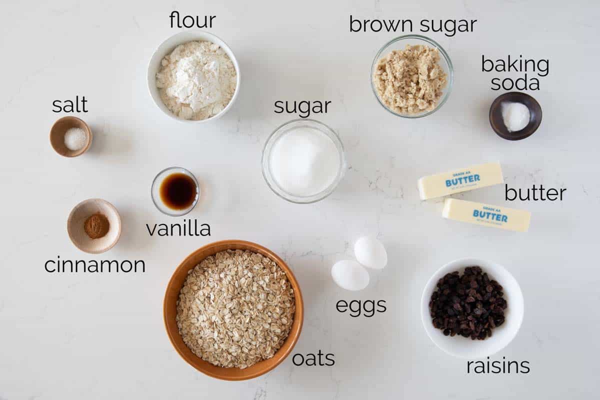 ingredients needed to make Oatmeal Cookies