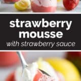 Strawberry Mousse collage with text bar