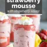 Strawberry Mousse with text overlay
