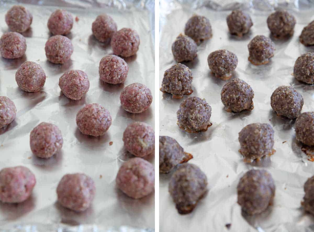 baking meatballs on a baking sheet