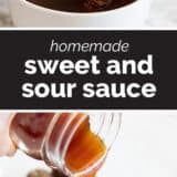 Sweet and Sour Sauce collage with text bar in the middle