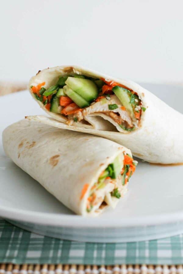 Thai Chicken Wrap with Spicy Peanut Sauce Taste and Tell