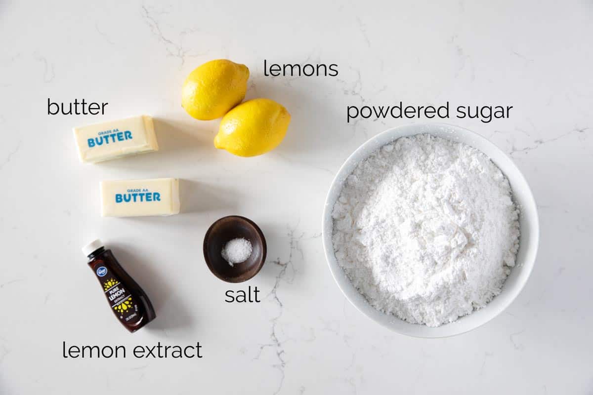 ingredients for lemon buttercream frosting