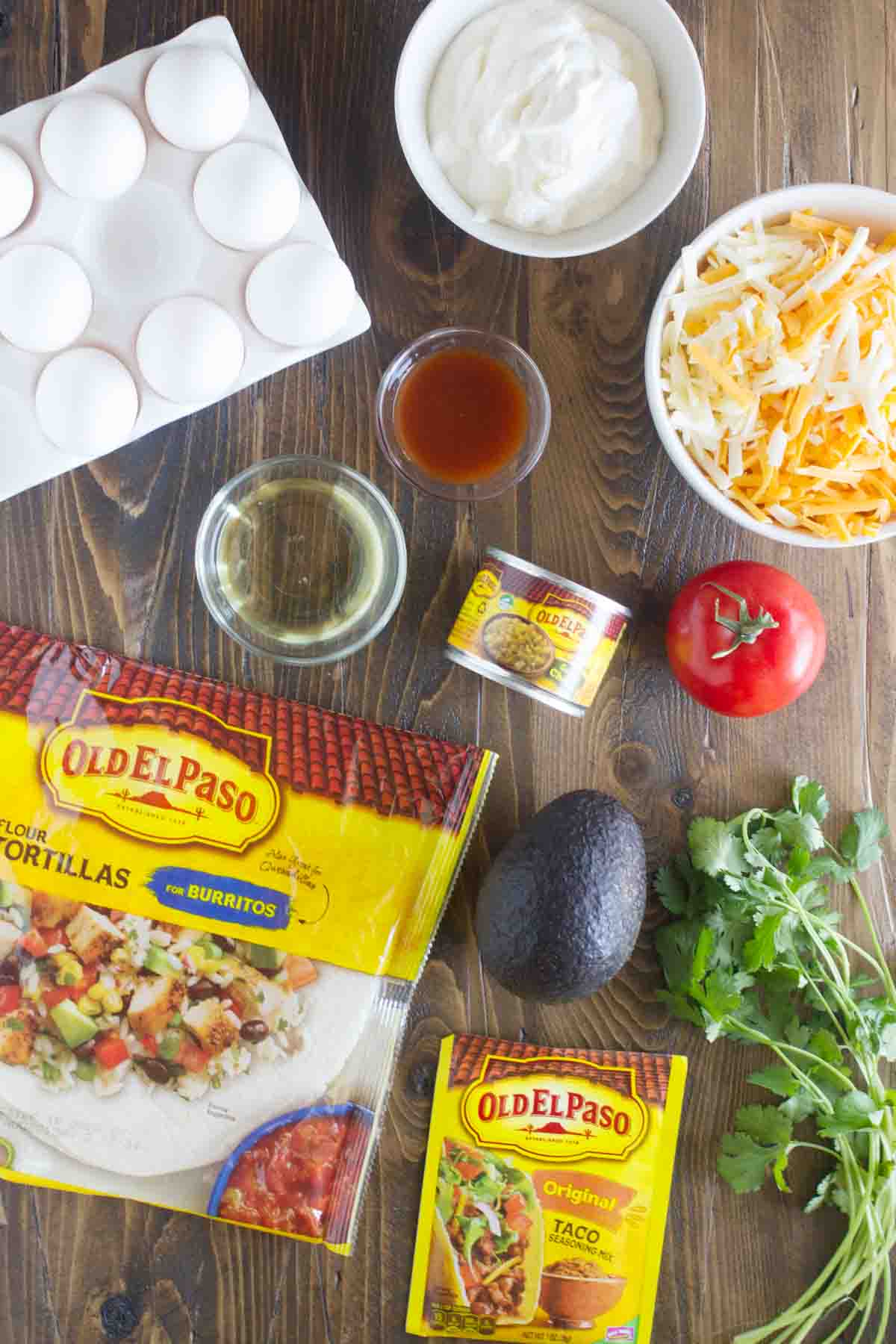ingredients to make a Breakfast Tortilla Stack.