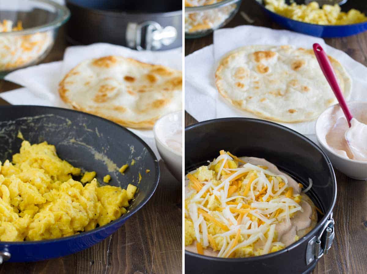 steps to make breakfast tortilla stack