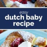 Dutch Baby collage with text bar in the middle