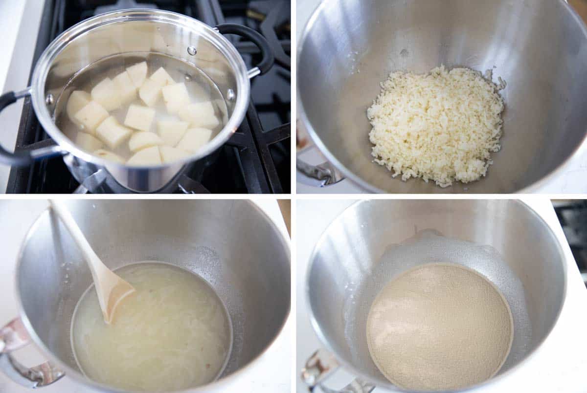 making potato bread with fresh potatoes