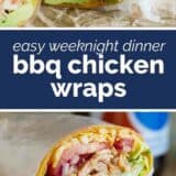 BBQ chicken wrap collage with text bar