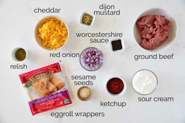 Ingredients needed to make Cheeseburger Eggrolls
