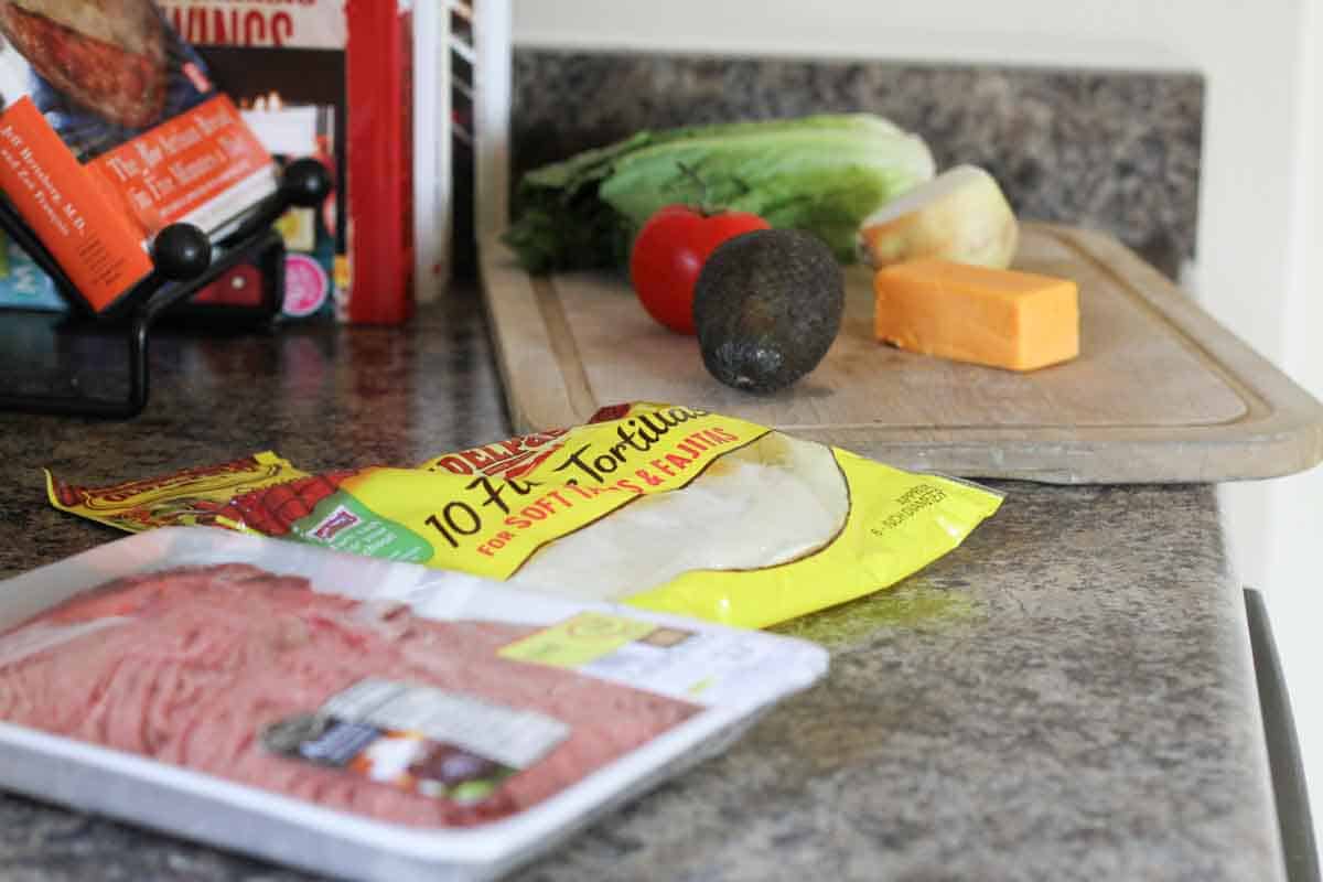 ingredients for Cheeseburger Tacos
