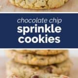 Chocolate Chip Sprinkle Cookies collage with text bar
